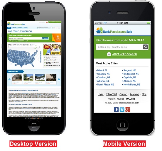 Mobile Website Comparison - Desktop VS Mobile